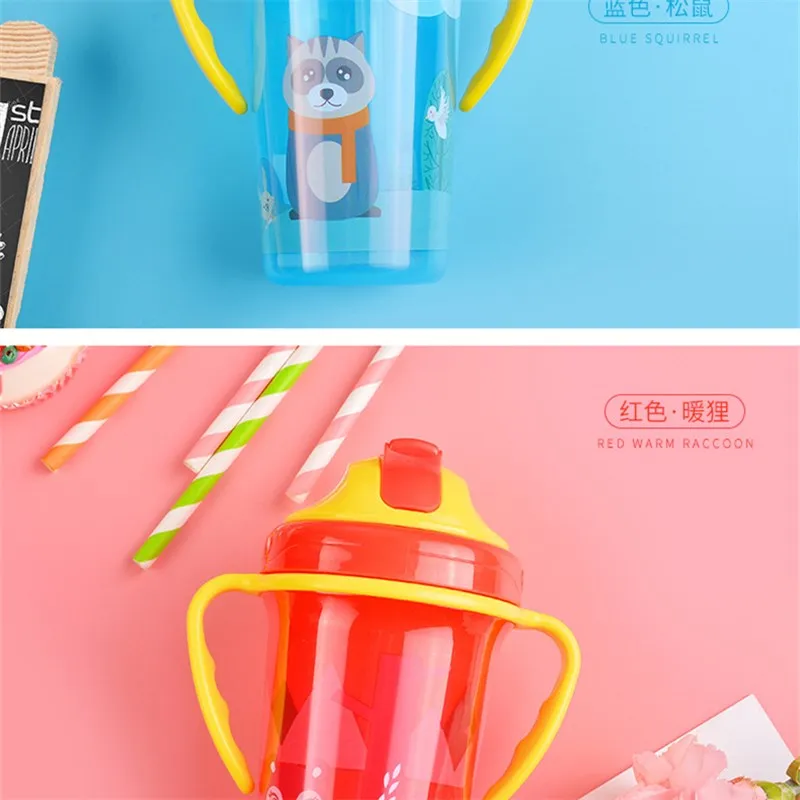 Милая чашка для кормления ребенка 400 мл с трубочкой без бисфенола А портативная