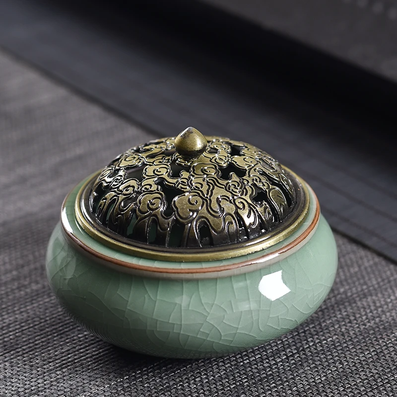 

Керамическая курильница из сандалового дерева, зеркальный диффузор с древесным углем, курильница для лотоса, курильница для поджигания, до...