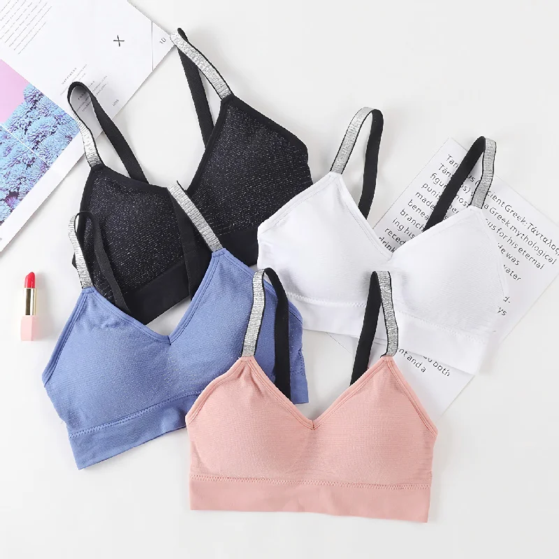 Женский Быстросохнущий Спортивный бюстгальтер WANAYOU с серебряными ремешками