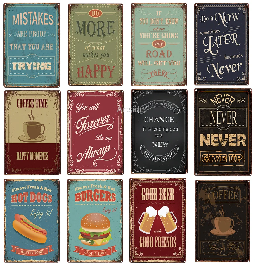

Posters Fast Food Cafe Shop Vintage Tin Signs Retro Metal Wall Signs Plate Plaque Slogan Wall Decor (8 X 12 Inches)