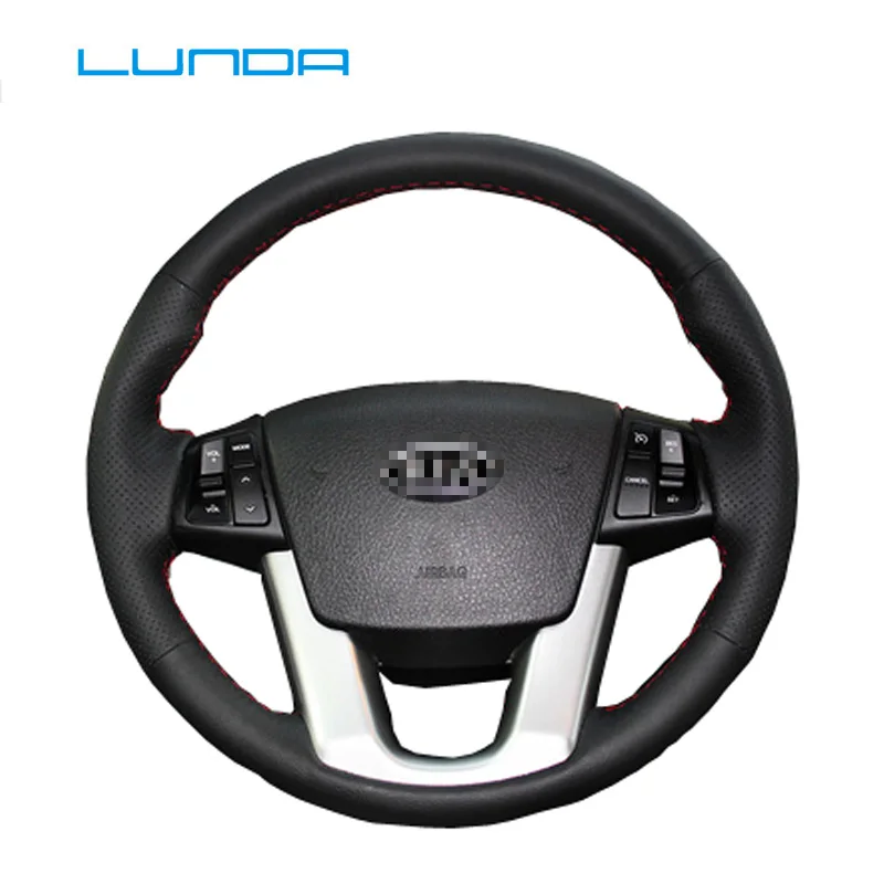 LUNDA черный кожаный чехол рулевого колеса автомобиля для Kia Sorento Cadenza K7 специальный