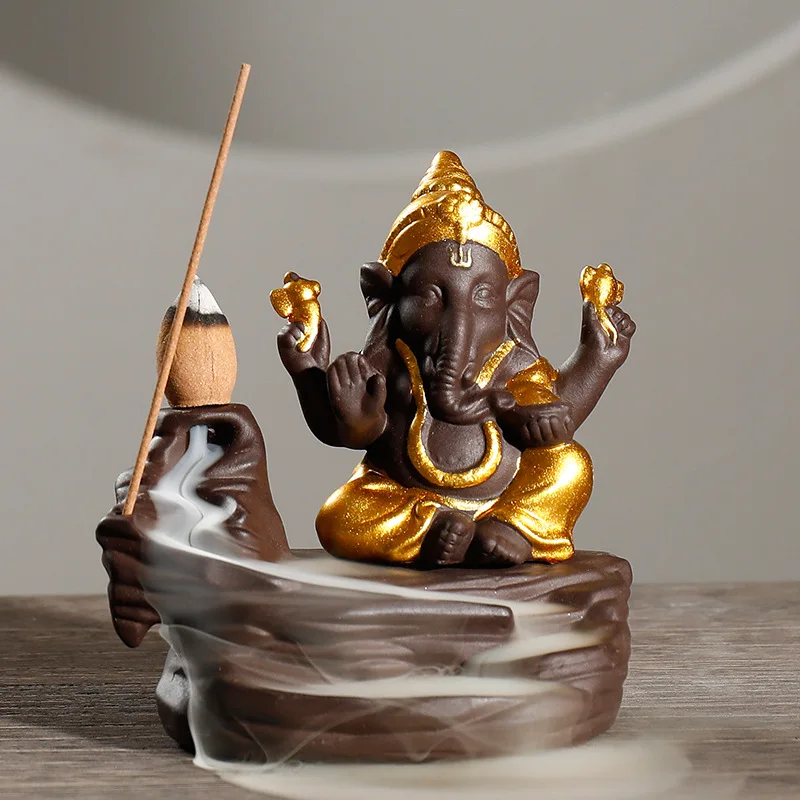 

Керамическая курильница Ganesha, горелка водопада, Китайский Лотос, искусственное животное, золотой курильница с обратным потоком, домашняя ку...