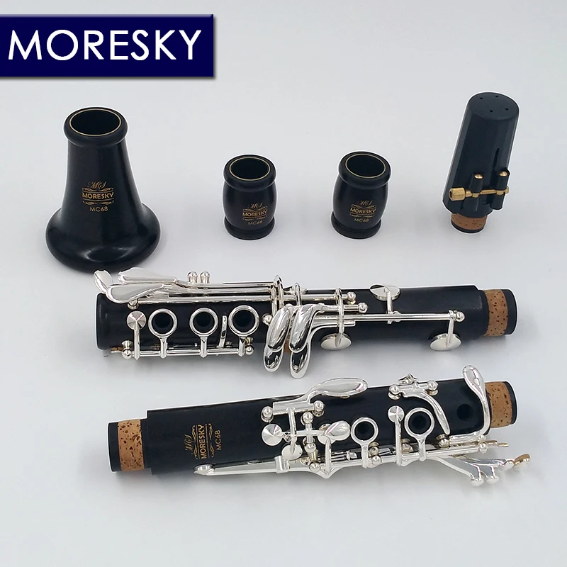 MORESKY Professional кларнет из черного дерева A/C tune 17 Key посеребренный медный твердый