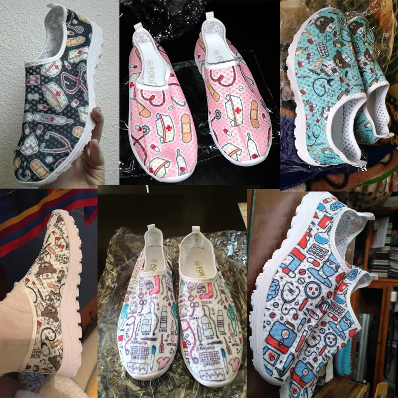 

FORUDESIGNS Girls Medical Nurse Doctor Printing Light Weight Flats Femme Slip On Walking Footwears Zapatos Enfermera Con Dibujos