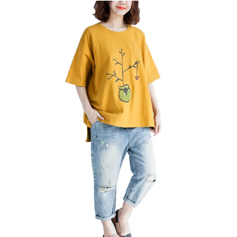 

Женская футболка 2020 летняя новая футболка с коротким рукавом большого размера 4XL свободная футболка с принтом топы из хлопка Тонкая Повседн...