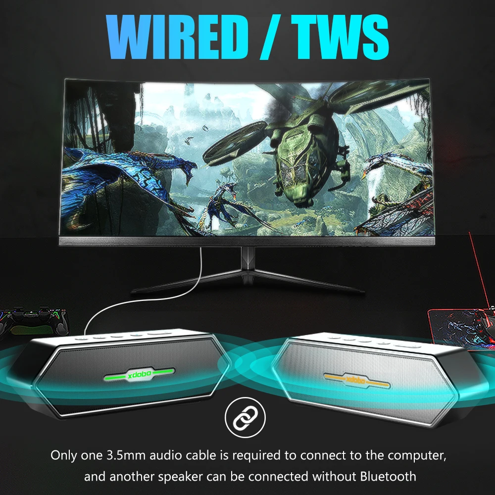XDOBO 50 Вт высокомощная портативная игровая Bluetooth-Колонка TWS наружная
