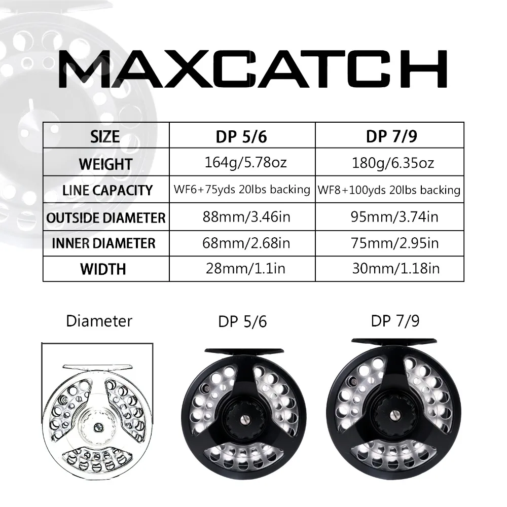 Пластиковая катушка для ловли нахлыстом Maximumcatch #5/6 #7/8 комбинированная Кассетная