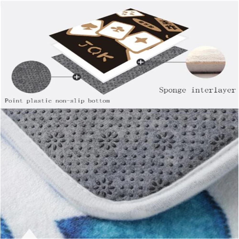 Современный мягкий круглый коврик с рисунком китайского Маджонга и покера