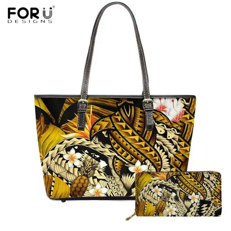 

FORUDESIGNS Traditional Polynesia Tribal Pattern Shoulder Bag and Purse Brand Design Lady Handbag New Fashion Leather PU Handbag