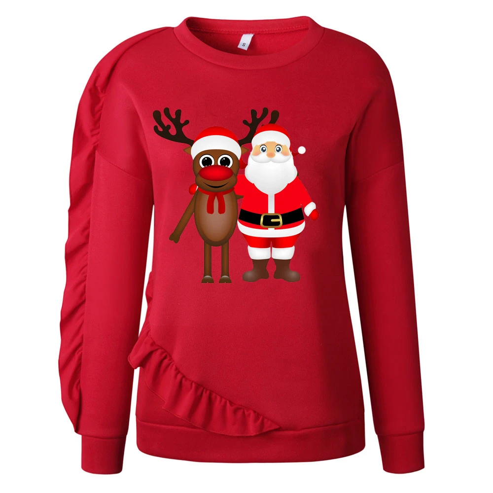 JAYCOSIA Новые популярные модные блузки для женщин с оборками длинным рукавом