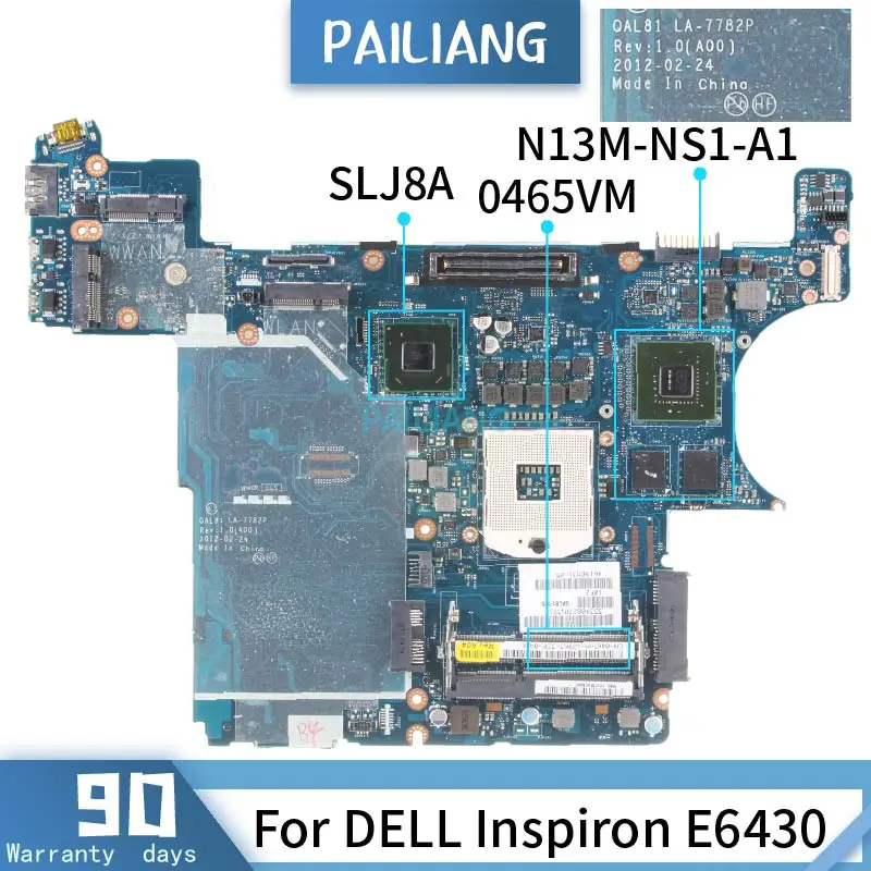 Placa-mãe para Laptop Testada 0465vm para Dell Inspiron E6430 Argolas Placa-mãe para notebook