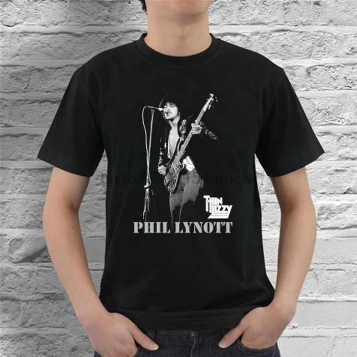 Тонкая черная футболка Lizzy Vocalist Phil Размер s m l xl 2XL | Мужская одежда