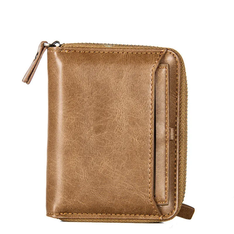 

New Men Wallets Purse Bifold Short PU Leather Men's Wallets Small Gift Zipper Male Wallet Brand Card Holder Coin Money Purses