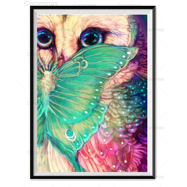 

Diy 5D Diamond Painting Full Square Round Diamond Animal Embroidery Mosaic Butterfly Owl Home Decoration Pattern Handmade Craft