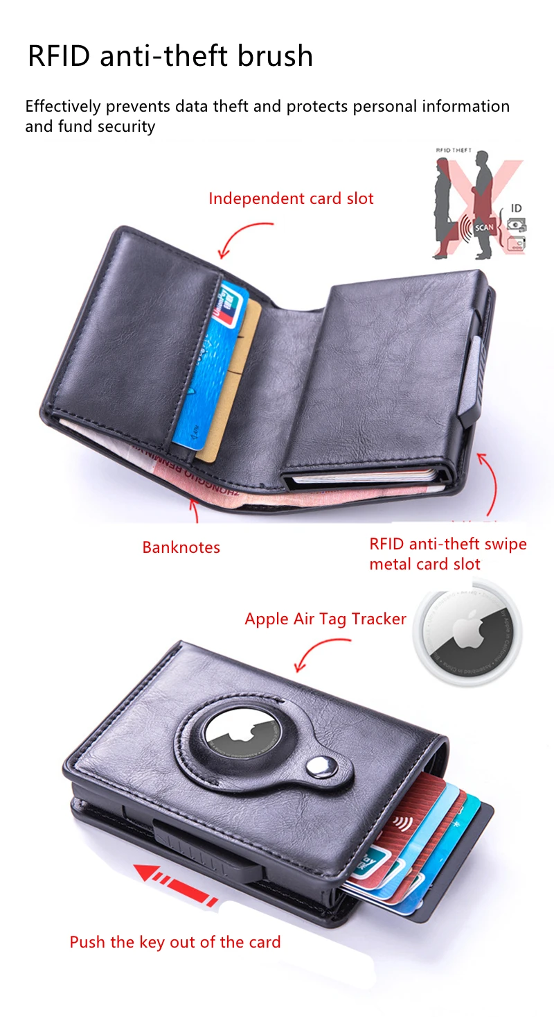 for airtag rfid card holder small men wallet money bag leather women wallets purse air tags bag for apple airtags tracker case free global shipping