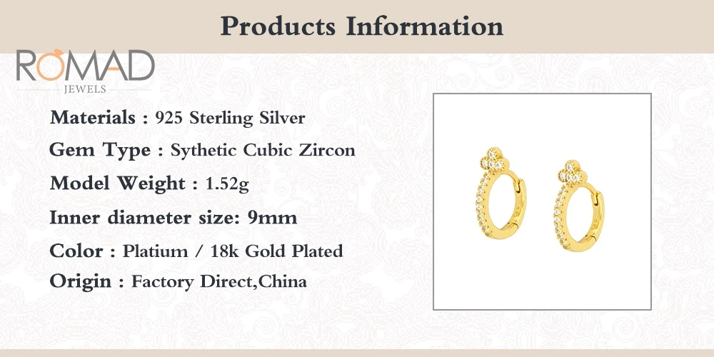 

ROMAD 2020 New Earrings Hoops Set For Women Trendy Jewelry Light Luxury 925 Sterling Silver INS Fashionable Zircon Earrings