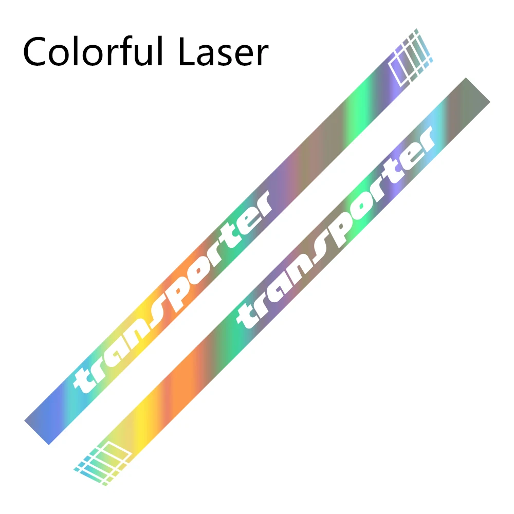 Colorful Laser 2Pcs Car Side Stripes Stickers Auto Vinyl Film Decoration Decals For Volkswagen Multivan T4 T5 T6 Styling Car Tuning Accessories - Название цвета: Colorful Laser