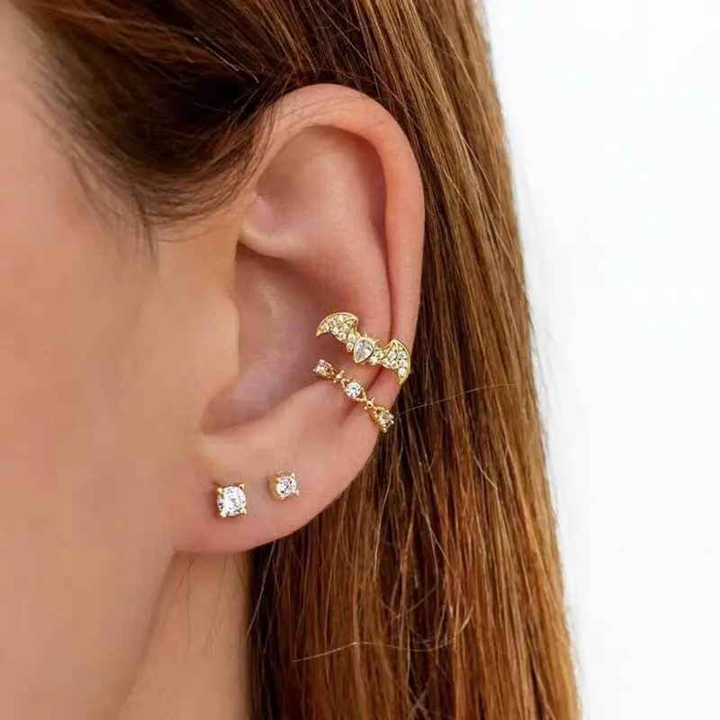 Серьги в виде животных с микро кубическим цирконием золотистые/Серебристые