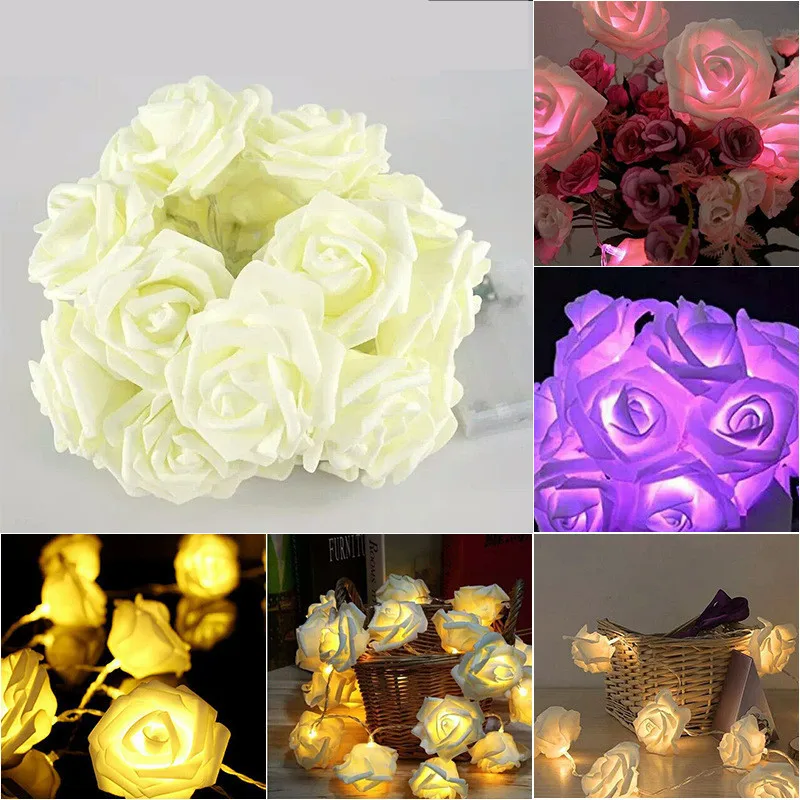 

1.5M 10led Battery Rose LED String Lights Christmas Decorations for Home Rom New Year Holiday Lights for Valentine Wedding Decor