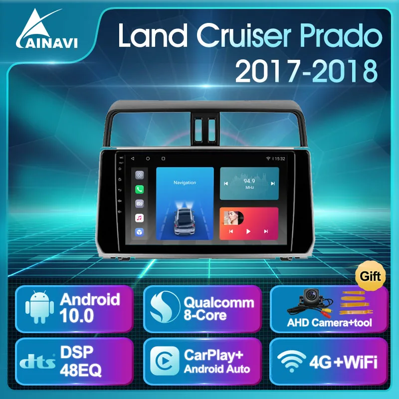 Автомобильный радиоприемник Android 10 QLED экран для Toyota Land Cruiser Prado 150 2017-2018 авто стерео