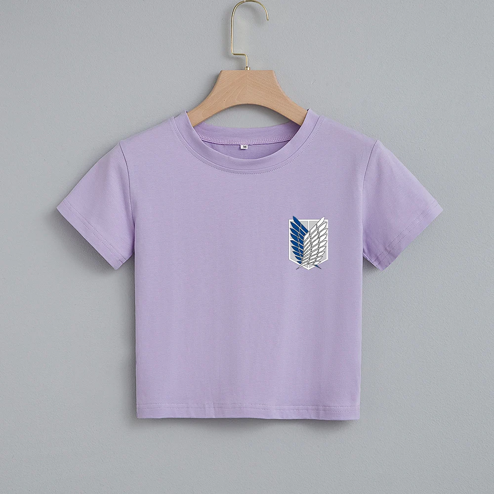 Футболка женская с японской мангой из аниме атака на Титанов винтажный кроп-топ