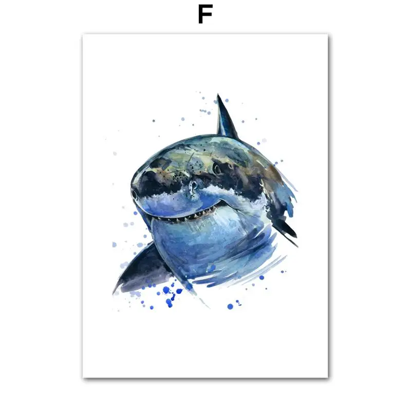 Мультяшные Медузы Осьминог дельфин рыба скандинавские плакаты и принты