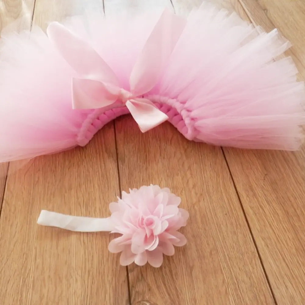 

Top Sale Baby Girl Tulle Tutu Skirt and Flower Headband Set Newborn Photography Props Baby Birthday Gift