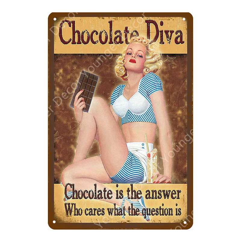 YD6717BI Pin Up Girl металлические знаки Самогонный плакат Сексуальная Дамская металлическая табличка настенная живопись наклейка для паба бара клуба домашний декор YI-167 - Цвет: YD6717BI