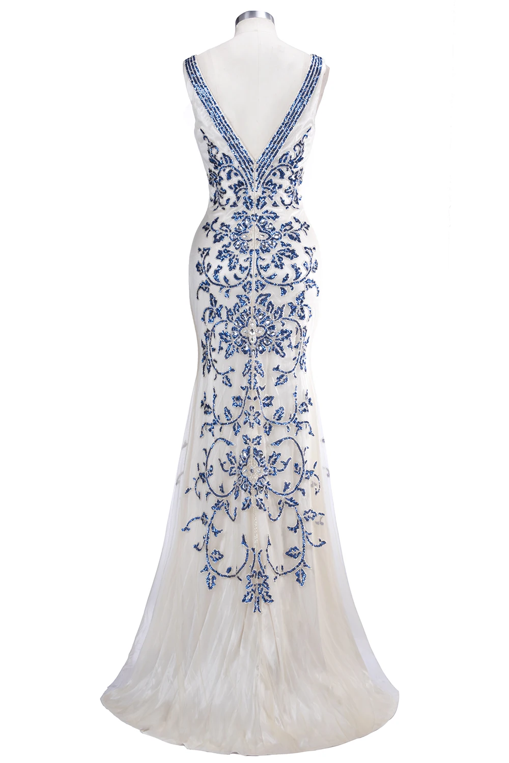 Новый китайский Стиль белого и голубого цвета расшитые Русалочка маскарадный 2019