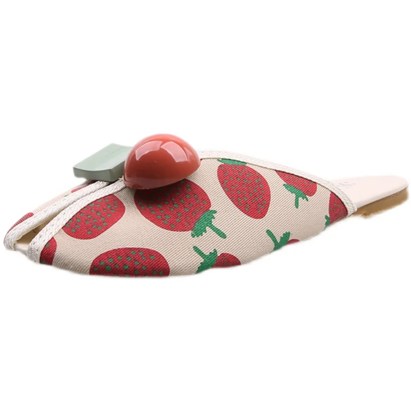 

Summer New Style Comfortable Flat Bottom Casual Ladies Slippers Fashion Outer Wear Baotou Half Slippers