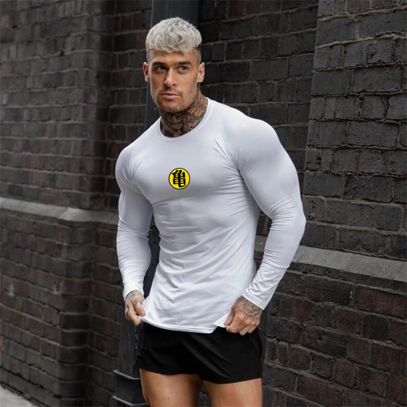 

New Men's Long Sleeve T-shirt Workout Bodybuilding Fitness Breathable Casual Autumn and Winter Fashion Trend Slim Sports T Shirt