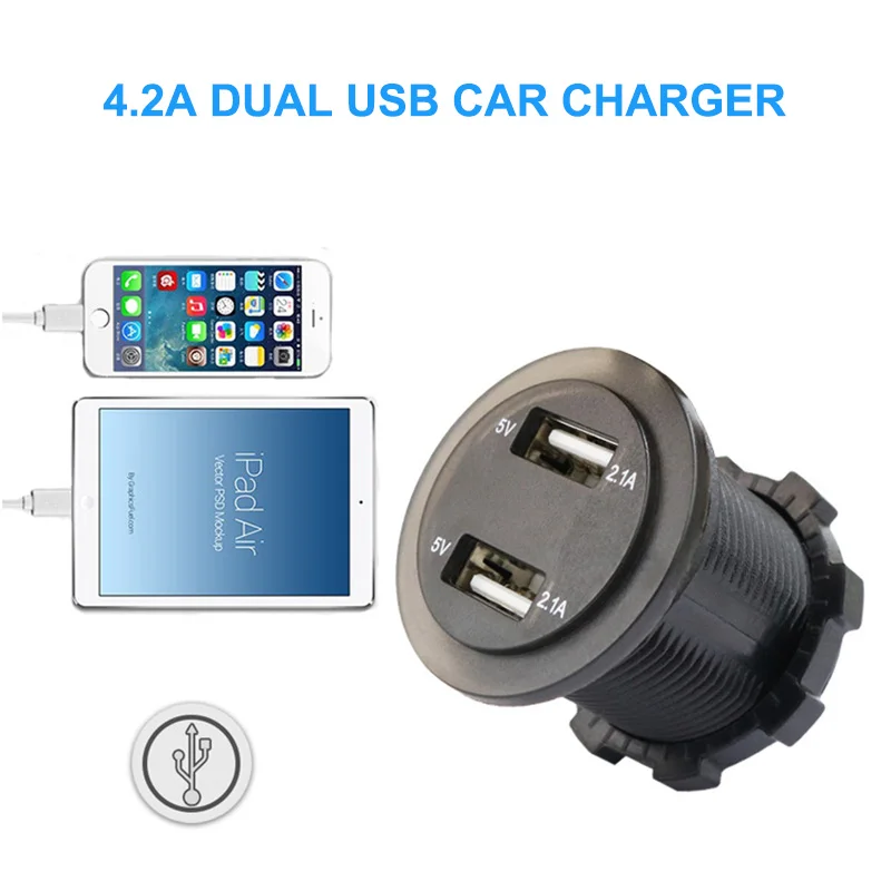 Водонепроницаемая розетка для быстрой зарядки с 2 USB-портами 4 А | Автомобили и