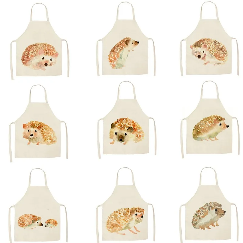 1 шт. Кухонный Фартук с мультипликационным принтом в виде ежа из набивной ткани