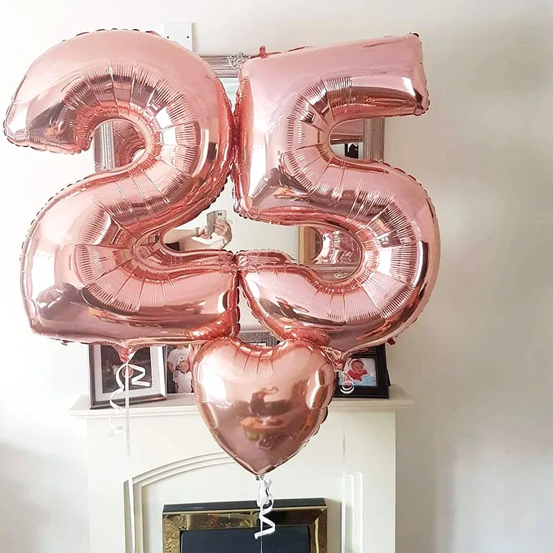 32-дюймовый гелиевый алюминиевый фольга 0-9 цифры воздушные шары розовый черный