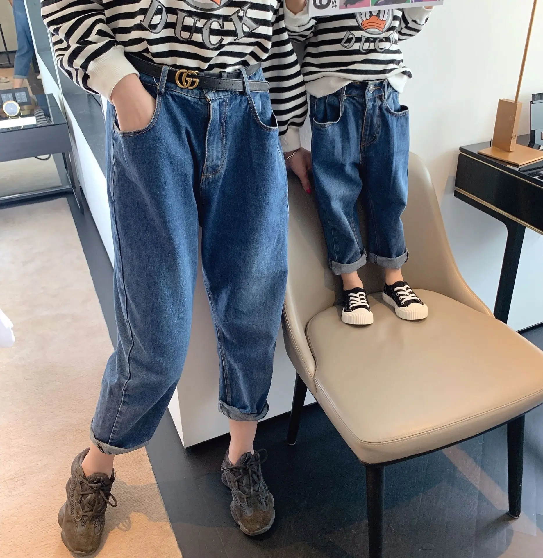 Осенне-зимняя одежда для родителей и детей в Корейском стиле | Мать ребенок