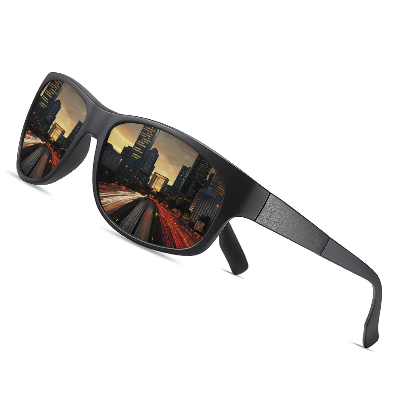 Мужские солнцезащитные очки в оправе AOFLY черно красные из TR90 с линзами UV400