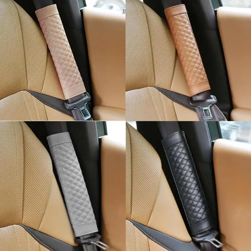 

2pcs Car Safety Seat Belt Covers PU Leather Shoulder Protection Pad Padding Safety Shoulder Protection Auto Interior Accessories