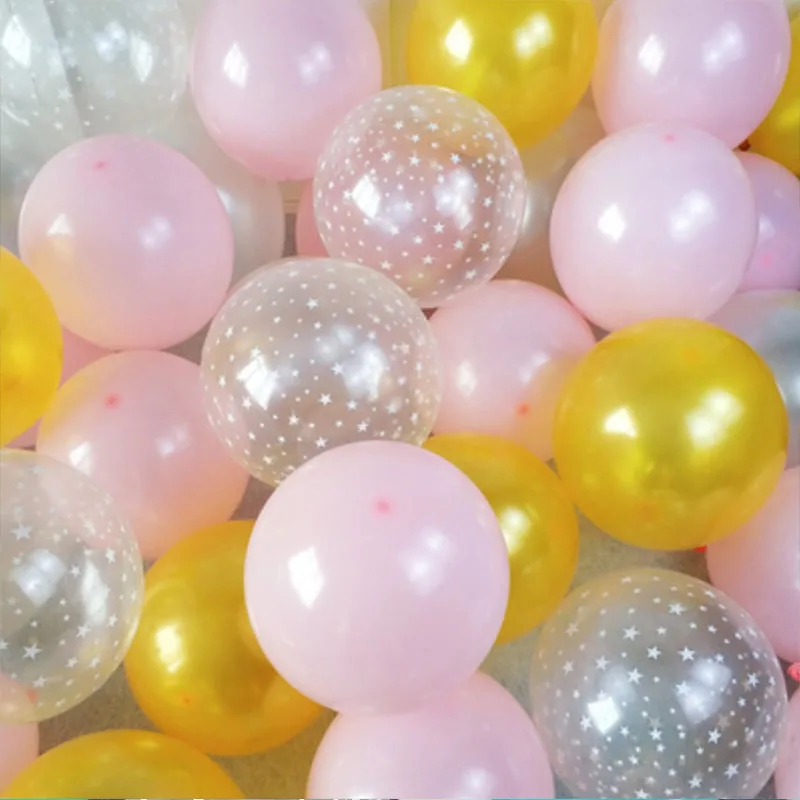 Pink gold clear 20 штук 12 дюймов латексные воздушные шары с принтом «Звезда», прозрачный розовый Золотой шарики для свадебного украшения Baby Shower День рождения принадлежности, домашний декор - Цвет: Pink gold clear