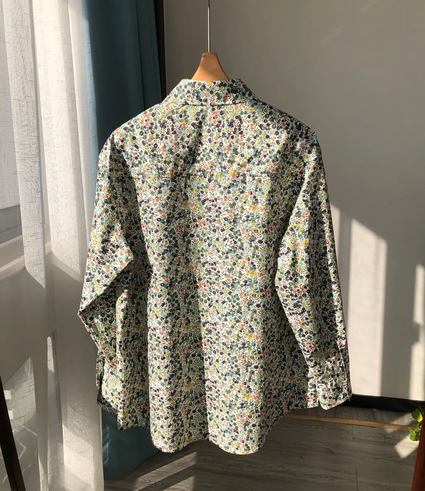 2022 Spring Women Long Sleeve Shirt 100% Cotton Turn-down Collar Floral Printing Female Single Breasted Blouse | Женская одежда