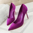 Туфли-лодочки женские на высоком каблуке, Элегантные замшевые модные привлекательные офисные туфли из флока, заостренный носок, высокий каблук, 42 43