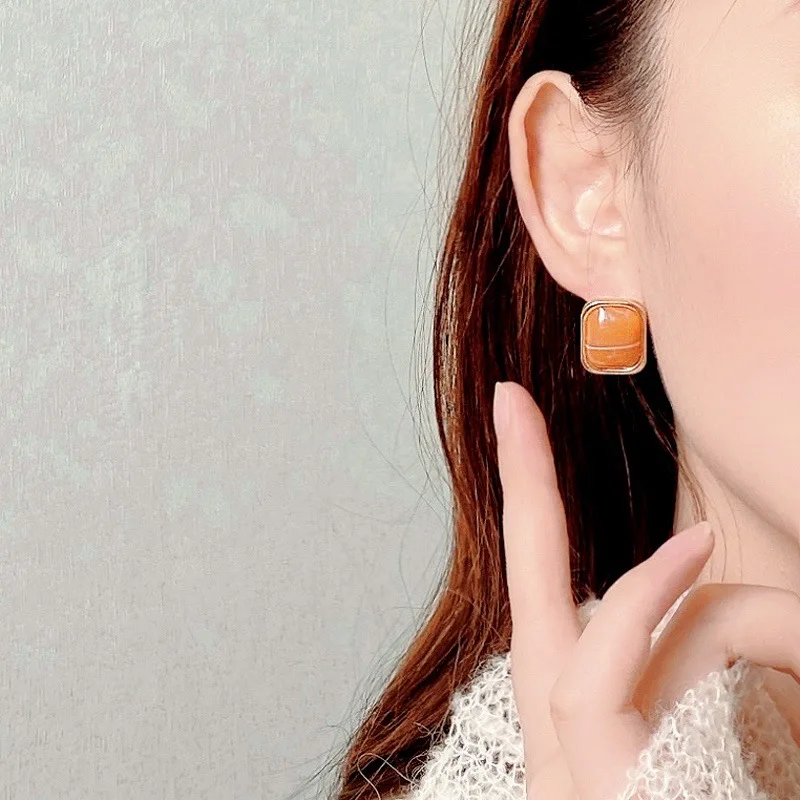 

2021 Trendy New Products S925 Silver Retro Normcore Fashion Geometric Stud Earrings Acrylic Earrings