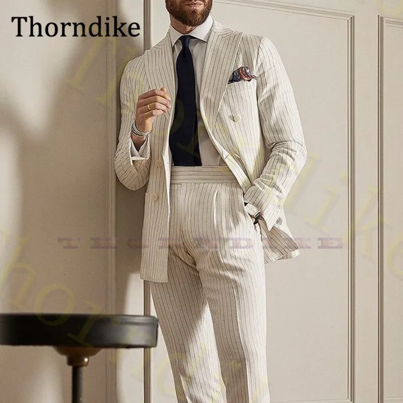 

Thorndike Busines Suit For Men,Elegant Striped Groom Tuxedos, Casual Formal Wedding Dress Terno Maculino,Custom Made 2 Pieces