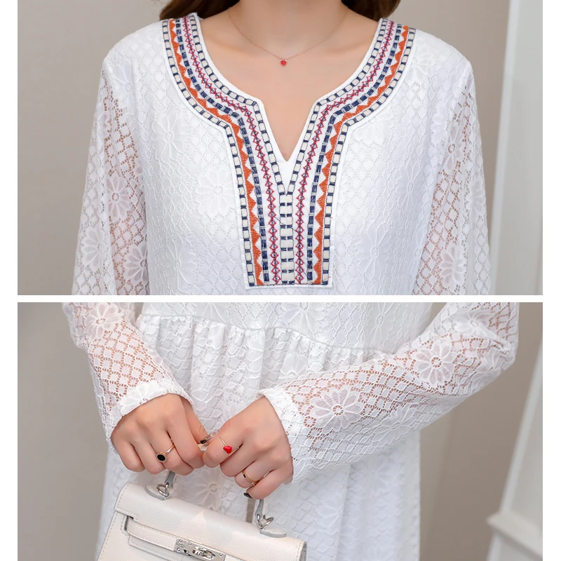 Беременность одежда белое кружевное длинное платье Одежда для беременных платья