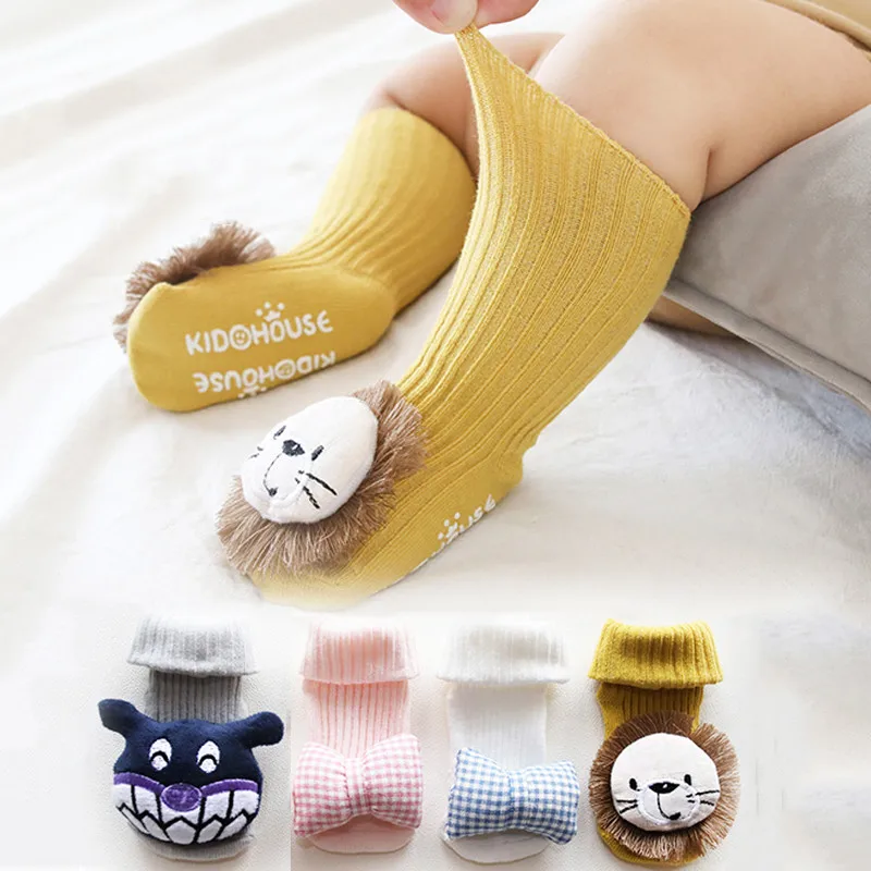 Baby Socks Floor Non-slip Cotton Cartoon Newborn 3D Lion/bow 2020 Autumn Winter Girls Boys Soft Warm Cute Boots | Детская одежда и