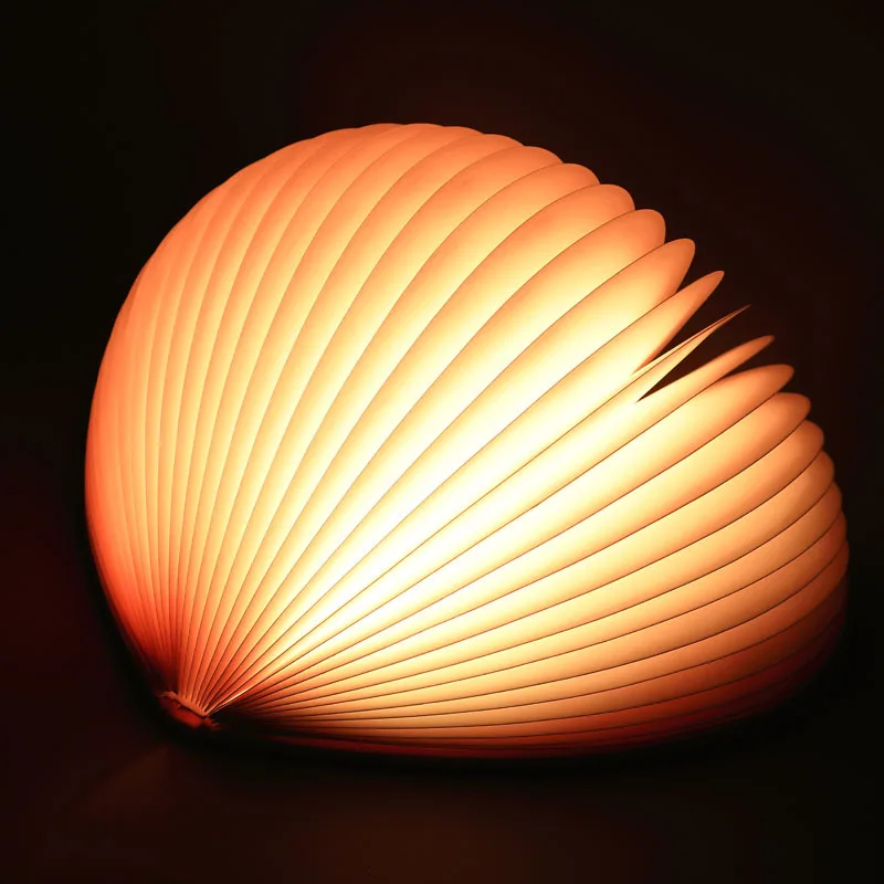 Складной Деревянный светодиодный светильник в форме сердца для книг USB зарядка