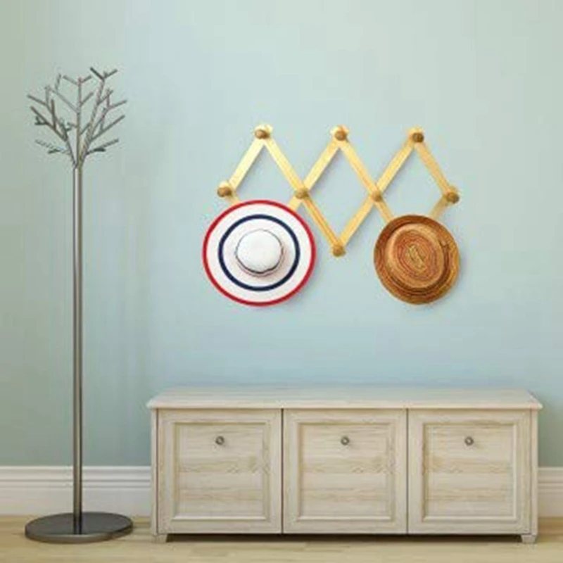 Настенная вешалка для аккордеона 10 крючков упаковка из 2 натуральных деревянных