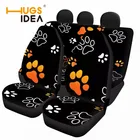 HUGSIDEA чехол на автомобильные сиденья с принтом собачьих лап полный комплект 4 шт. защита на переднеезаднее сиденье под заказ черный Автомобильный интерьер для женщин и мужчин