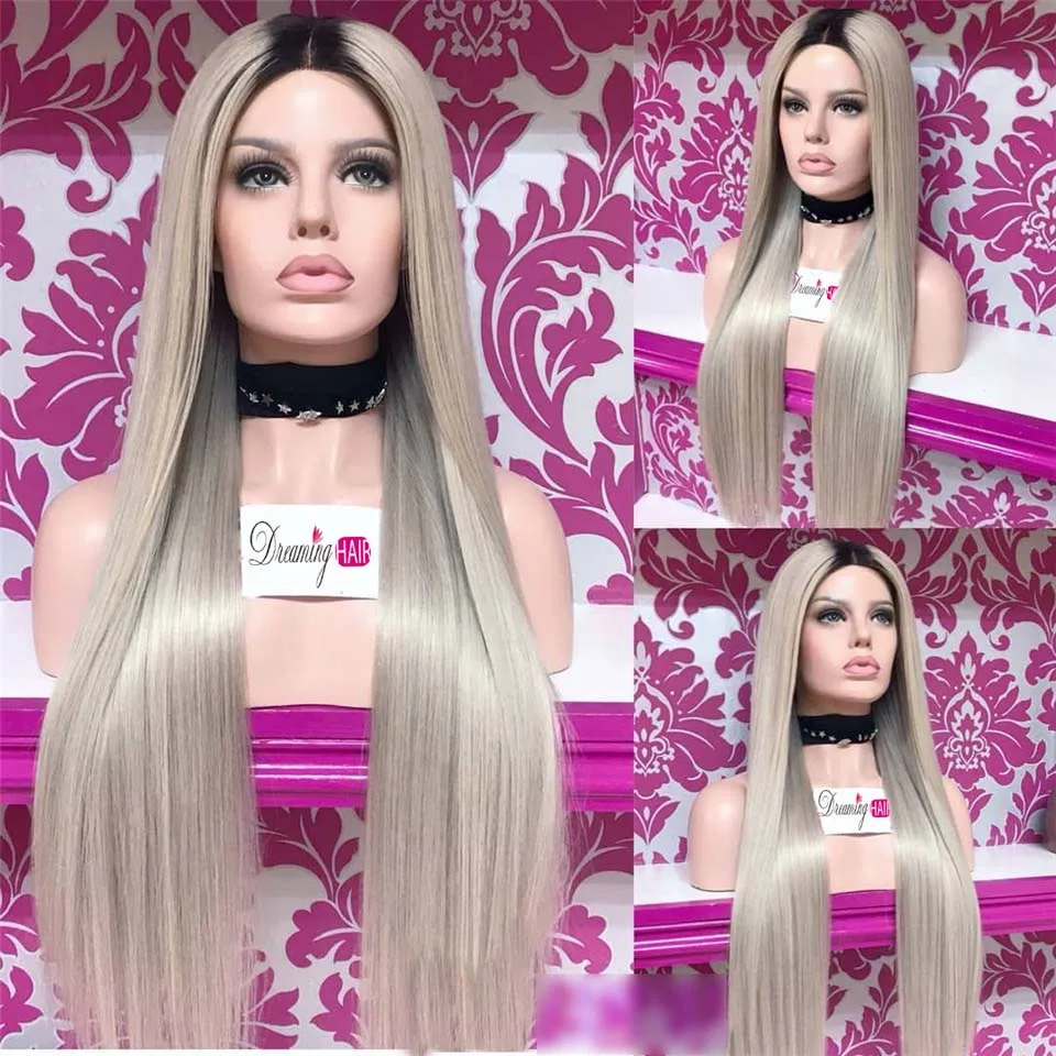 1b Gray Wig 13x6 Glueless# серый кружевные передние человеческие волосы парики бразильские Прямые кружевные передние al парик предварительно сорванные медовые светлые Реми кружевные парики - Цвет волос: 1b Gray Wig
