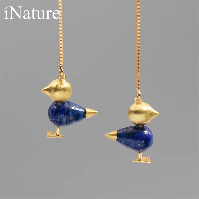 INature 925 стерлингового серебра зеленый авантюрин Прекрасный Птица длинные