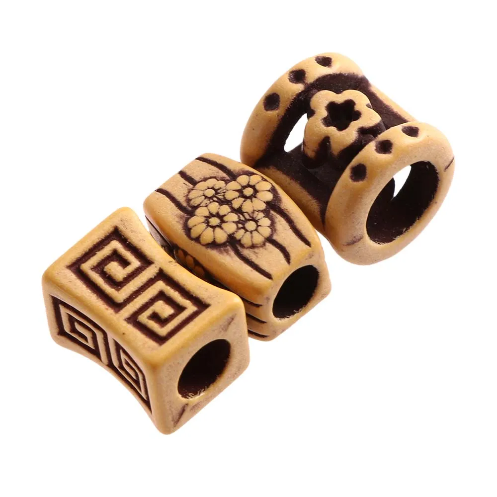 Бусины для волос в стиле ретро с имитацией дерева и пластика декоративные